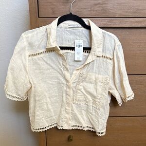 Kids Cream Shirt with Pocket Detail